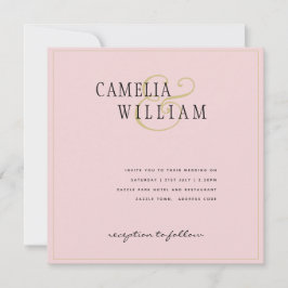 Convite de Casamento Rosa Moderno Blush