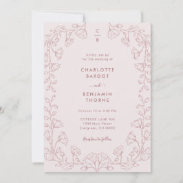 Convite de Casamento Rosa Monogramado