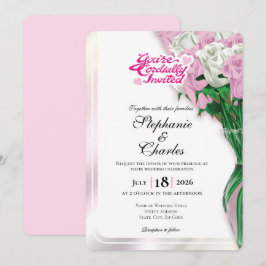 Convite de Casamento Rosa Pink - Letras Rosas 2