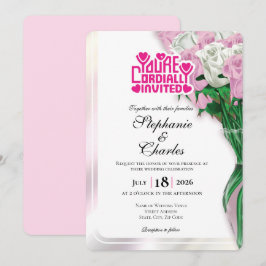 Convite de Casamento Rosa Pink - Letreiro Rosa 4