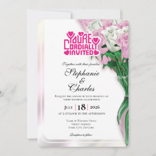 Convite de Casamento Rosa Pink - Letreiro Rosa 4