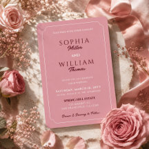 Convite de Casamento Rosa Poeira Minimalista