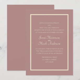 Convite de Casamento Rosa Poeirento Moderno Rosa C