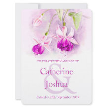 convite de casamento rosa púrpura da cor aquática