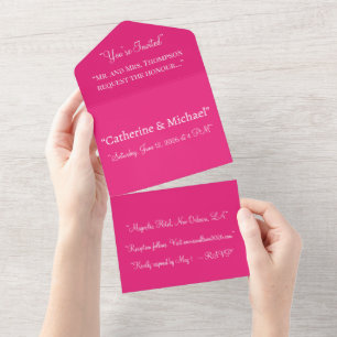 Convite de casamento rosa quente Estilo Moderno