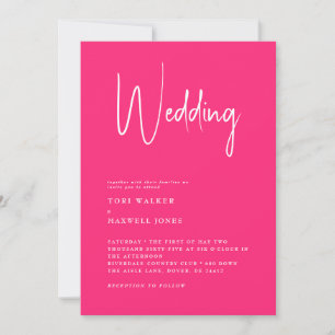 Convite de Casamento Rosa Quente Moderno Sem Pais