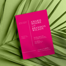 Convite de Casamento Rosa Quente Tipografia Mínima