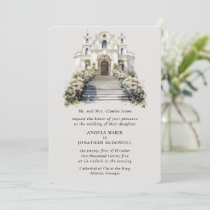 Convite de Casamento Rosa Romântica
