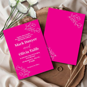 Convite de Casamento Rosa Romântica Floral Weddi