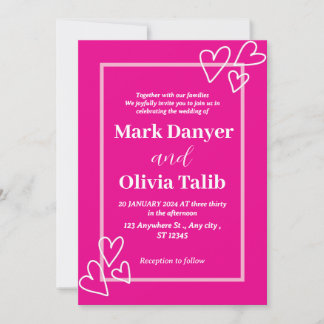 Convite de casamento rosa / romântico simples