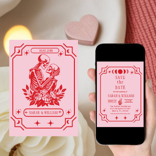 convite de casamento rosa tarot gótico para salvar