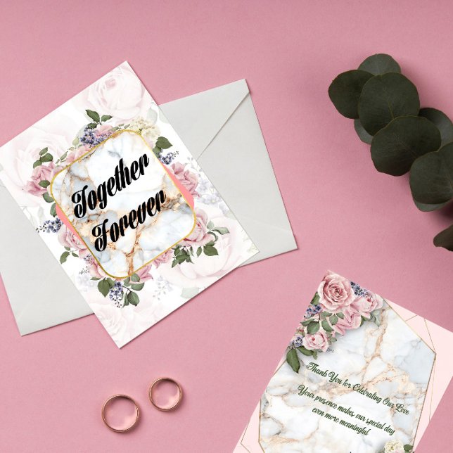 Convite de Casamento Rosa Together Forever Pink |  (Criador carregado)