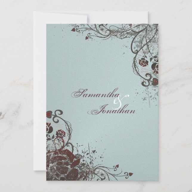 Convite De Casamento - Rosa vermelha Quebrada Eleg (Frente)