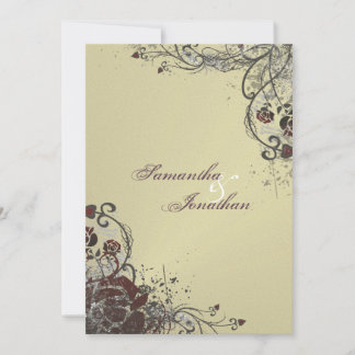 Convite De Casamento - Rosa vermelha Quebrada Eleg