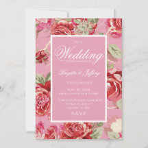 Convite de casamento rosa vermelho