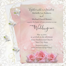 Convite de Casamento Rosas Cor-de-Rosa Perfeitas