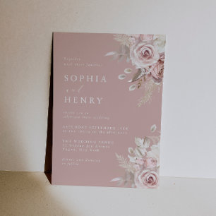 Convite de Casamento Rosas Florais Blush