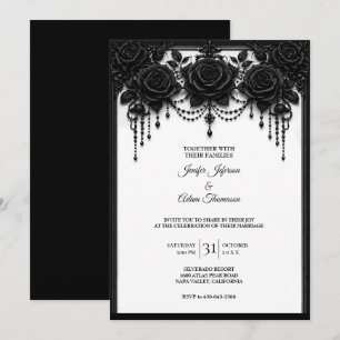 Convite de casamento Rosas pretas