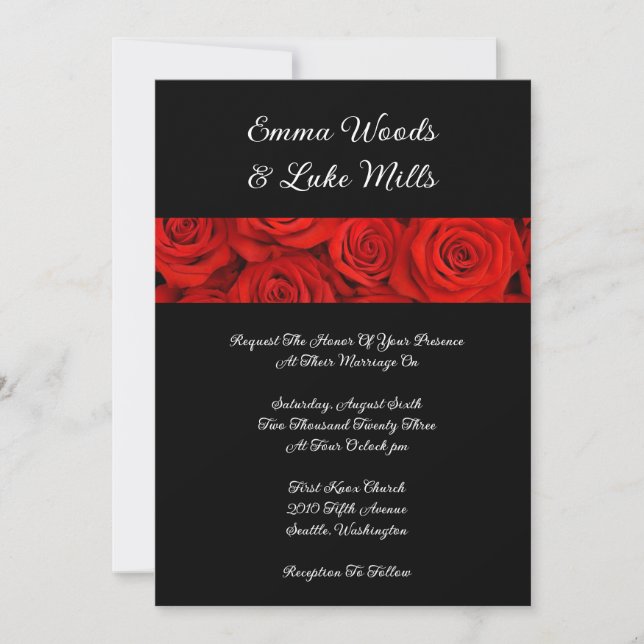 Convite de Casamento Rosas Vermelhas (Frente)
