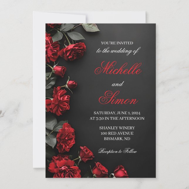 Convite de Casamento Rosas Vermelhas (Frente)