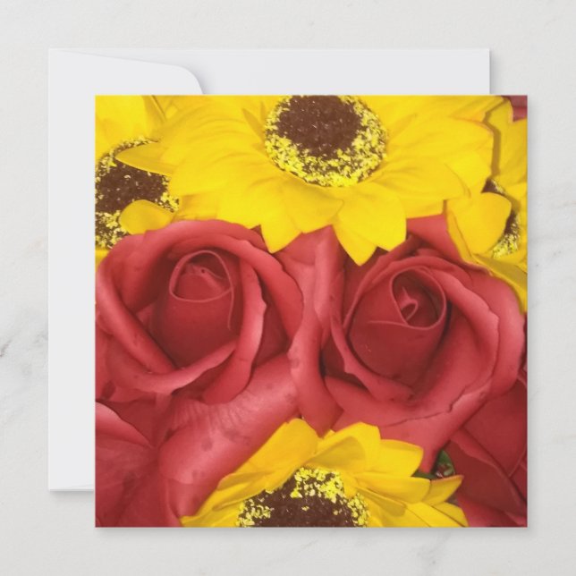 convite de casamento rosas vermelhas foto de giras (Frente)