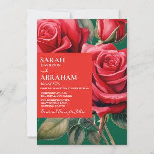 Convite de Casamento Rosas Vermelhas Modernas