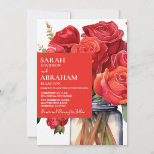Convite de Casamento Rosas Vermelhas Modernas