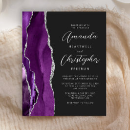 Convite de Casamento Roxo Ágata Prata Escuro Orçam