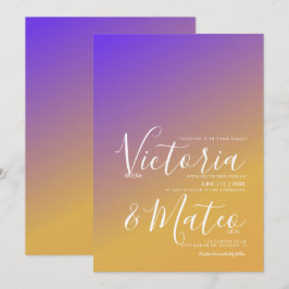 Convite de Casamento Roxo Amarelo Ombre