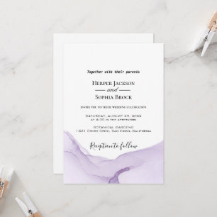 Convite de Casamento Roxo Aquarela Moderna