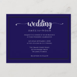 convite de casamento roxo azul elegante