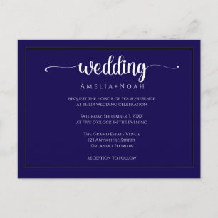 convite de casamento roxo azul elegante