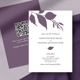 Convite de Casamento Roxo com Código QR