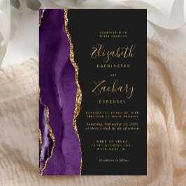 Convite de Casamento Roxo Dourado Ágata Escuro Orç