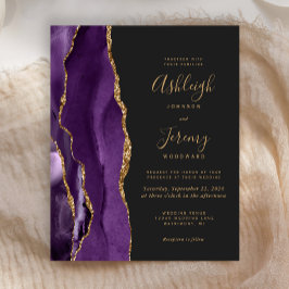 Convite de Casamento Roxo Dourado Ágata Escuro Orç