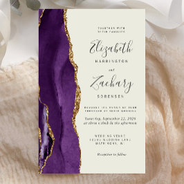 Convite de Casamento Roxo Dourado Ágata Marfim Alt
