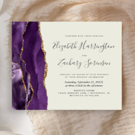 Convite de Casamento Roxo Dourado Ágata Marfim Orç