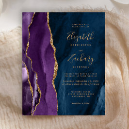 Convite de Casamento Roxo Dourado Azul Marinho Ága