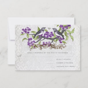 Convite de Casamento Roxo e Cinza Vintage com Páss
