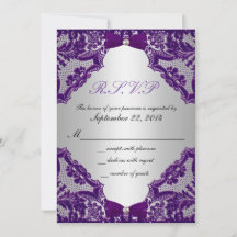 Convite de Casamento Roxo e Prata RSVP