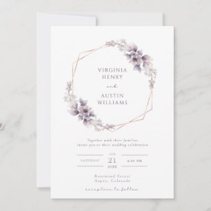 Convite de Casamento Roxo Elegante