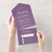 Convite de Casamento Roxo Empoeirado & RSVP Desmon