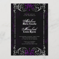 Convite de casamento Roxo Gótico Vitoriano