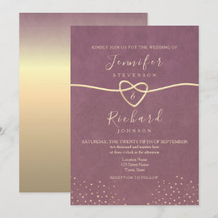 Convite de Casamento Roxo Mauve Elegante