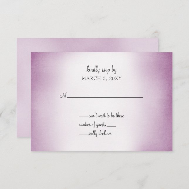 convite de casamento roxo ombre rsvp (Frente/Verso)
