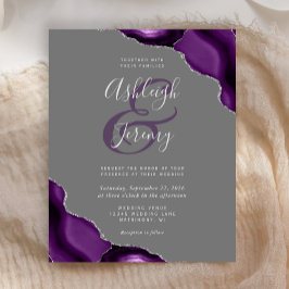 Convite de Casamento Roxo Prata Ágata Cinza Orçame