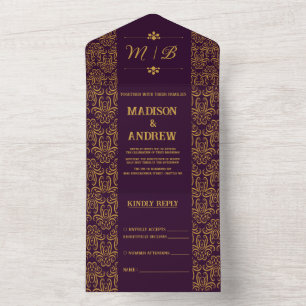 Convite de casamento roxo real