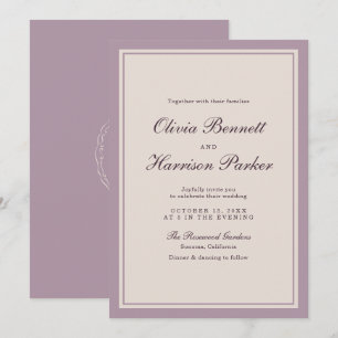 Convite de Casamento Roxo Velho Dinheiro
