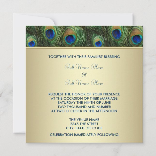 Convite de Casamento Royal Indian Peacock Verde Es (Frente)