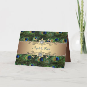 Convite de Casamento Royal Indian Peacock Verde Es